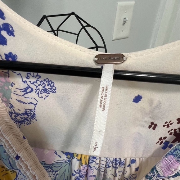 Free People Cream Floral Tiered Dress with Blue & Yellow Blooms - Picture 2 of 3